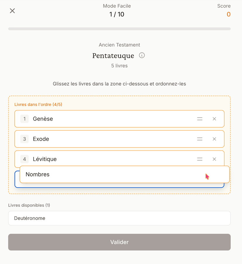 Quiz sur les groupes de livres bibliques